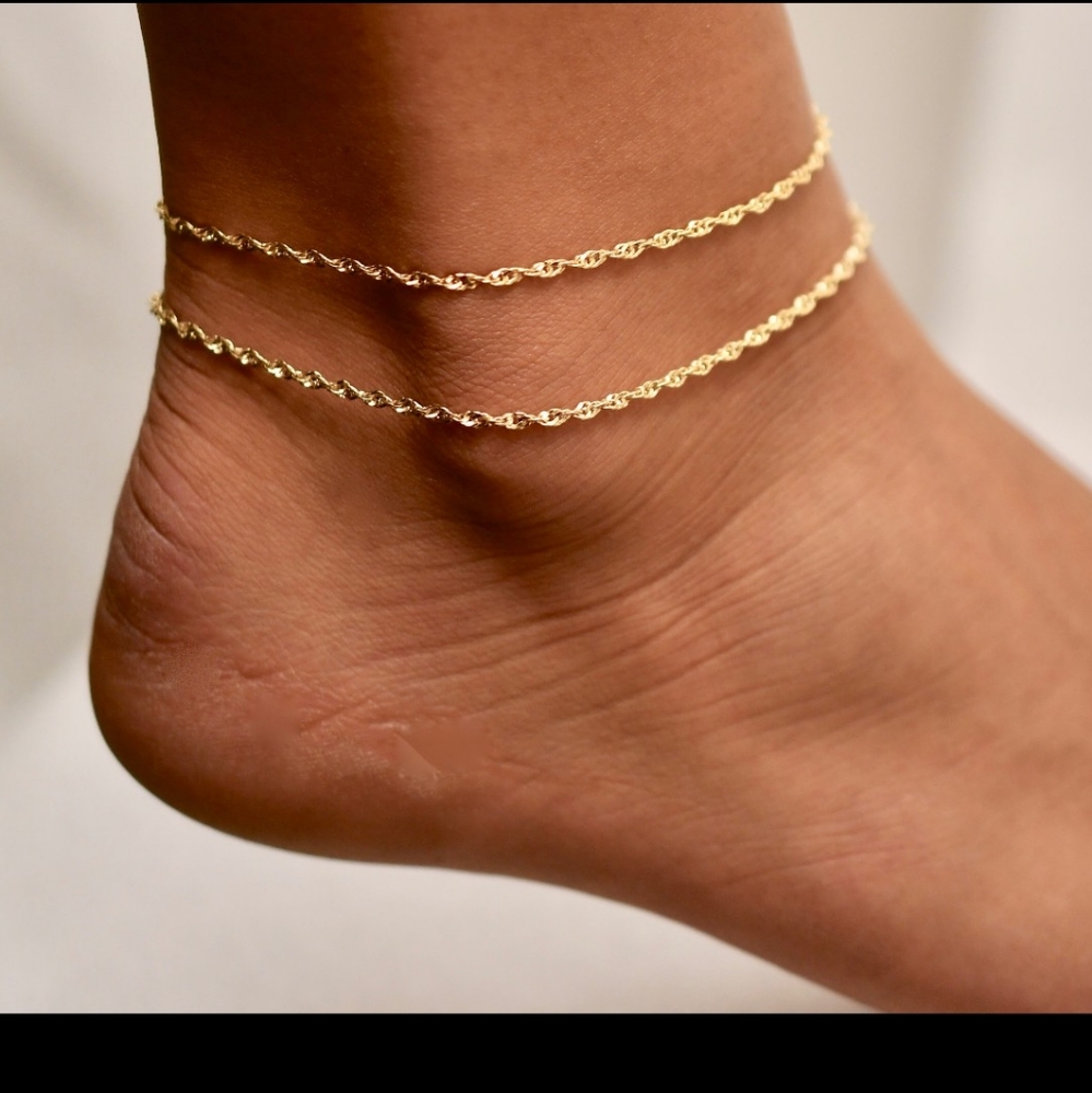 Yellow Gold Dainty Anklet